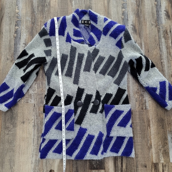 Vintage 1980s Mohair Blend Oversized Thick Fuzzy Blazer Style Cardigan Sweater - Picture 7 of 12